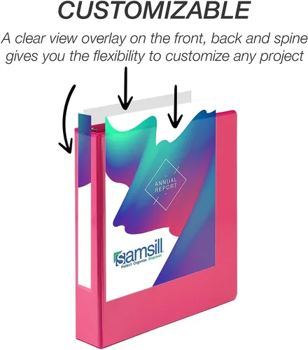 Miniatura 293 de Samsill - Carpeta duradera de 5 pulgadas, fabricada en los Estados Unidos, con anillos en D, transparente y personalizable, color blanco