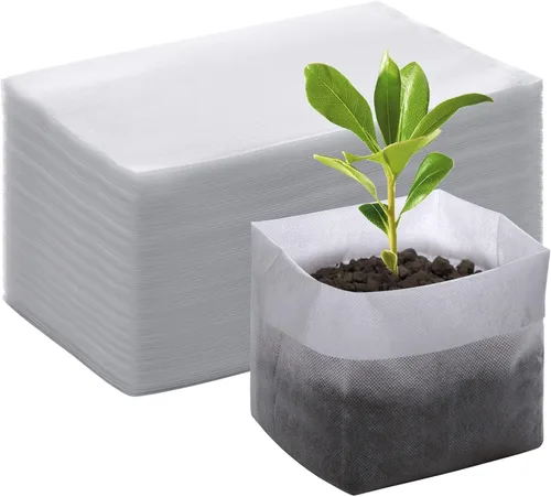 Miniatura 13 de Greaner 100 bolsas de cultivo de vivero grandes, 7.8 x 8.6 pulgadas, bolsa de cultivo de plántulas de tela biodegradable no tejida, bolsas