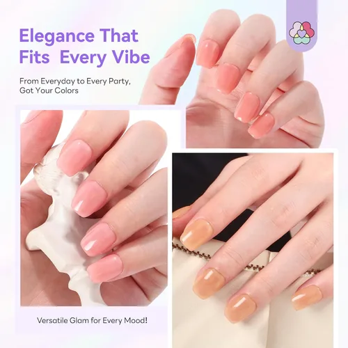 Miniatura 5 de SAVILAND Juego de esmaltes de uñas de gelatina: 12 colores naturales desnudos rosa esmalte blanco puro de uñas de secado rápido esmalte de uñas