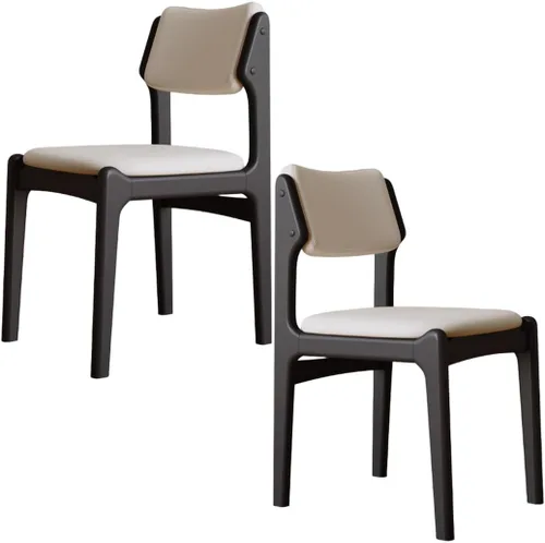 Miniatura 11 de YVYKFZD Wooden Dining Chairs Set, Leather Dining Room Chair with Back, Upholstered Kitchen Chairs, Armless Living Room Chair, for Bedroom Offices