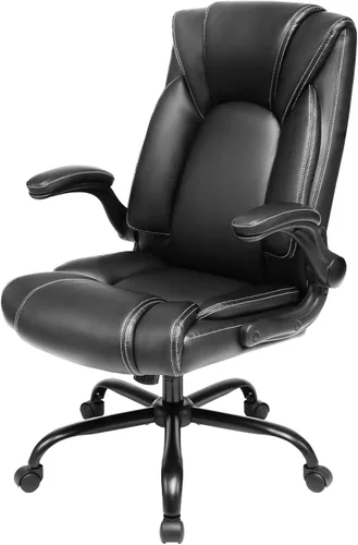 Miniatura 11 de OUTFINE Silla de Oficina Silla de Oficina Ejecutiva Silla de Escritorio Silla de Computadora con Cojín de Resorte de Cuero Resistente a la Negro