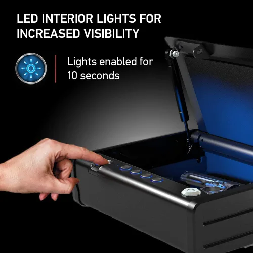 Miniatura 4 de SentrySafe Caja fuerte biométrica para pistolas o pistoleta, caja de seguridad con huellas dactilares y luz interior, capacidad para 1 pistola