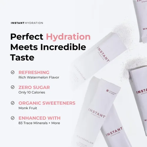 Miniatura 7 de Instant Hydration Paquetes de Polvo de Electrolitos - Mezcla de Bebida de Electrolitos de Sandía - Sin Azúcar - Keto, Vegano, Sin Gluten, Sin OGM
