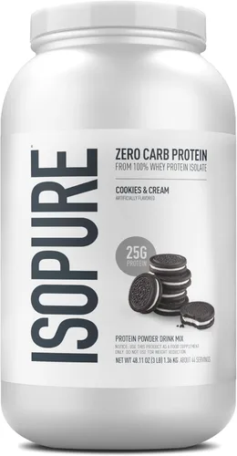 Miniatura 19 de Isopure Zero Carb 100% Proteína Pura de Suero Aislado en Polvo, Sin Lactosa, Sin Gluten, Con Vitaminas, Vainilla Cremosa, 25g de Proteína por