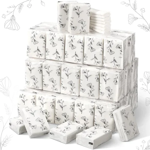 Yinder 100 pañuelos de bolsillo a granel para boda, mini pañuelos de viaje, servilletas faciales a granel para invitados, servilletas faciales de 3