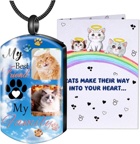 Miniatura 12 de Fanery Sue Collar personalizado para cenizas de mascotas para perros y gatos, foto y texto personalizados, regalo de condolencia, regalo de cremación
