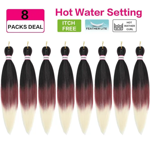 Miniatura 4 de ATRAENTE Cabello trenzado preestirado de 18 pulgadas, 8 paquetes de cabello sintético con textura Yaki para trenzas de ganchillo, sin picazón