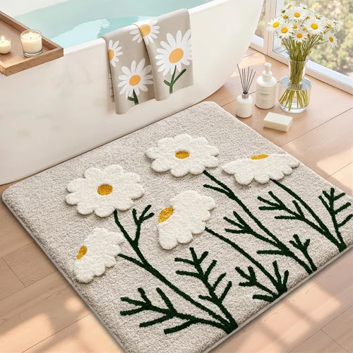 Miniatura 24 de LUMI Alfombra cuadrada de baño de playa, antideslizante, de secado rápido, ultra suave, lavable, absorbente, alfombra de baño con tema mar oceánico