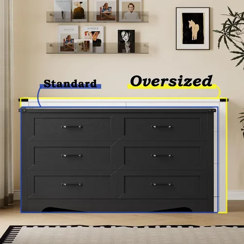 Miniatura 4 de BORNOON - Cómoda de 9 cajones para el dormitorio, cómoda de madera moderna con manijas de metal, diseño antivuelco, organizador de almacenamiento