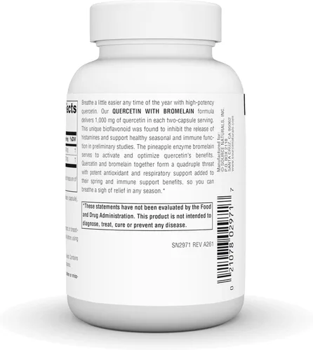 Miniatura 4 de Source Naturals Quercetina con bromelina, apoyo respiratorio e inmunológico* - 500 mg por cápsula, 1000 mg por porción - 60 cápsulas veganas