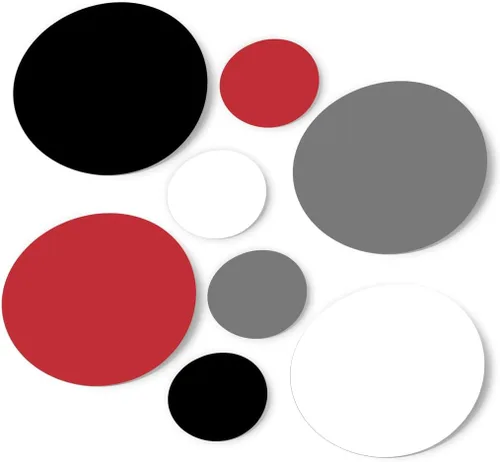 Calcomanías de pared de vinilo rojo/blanco/negro/gris, círculos de 2 y 4 pulgadas (300 calcomanías)