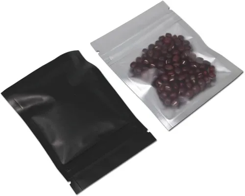Miniatura 6 de FERENLI - 100 bolsas de almacenamiento de alimentos Mylar con cierre de cremallera, bolsas de aluminio opacas herméticas con ventana frontal