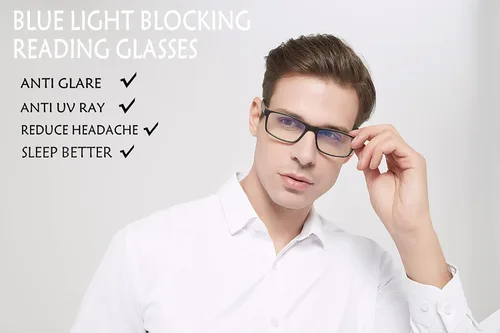 Miniatura 6 de Gafas de lectura con bloqueo de luz azul, paquete de 4 lectores de computadora para mujeres y hombres, anteojos con filtro de rayos UV antirreflejos