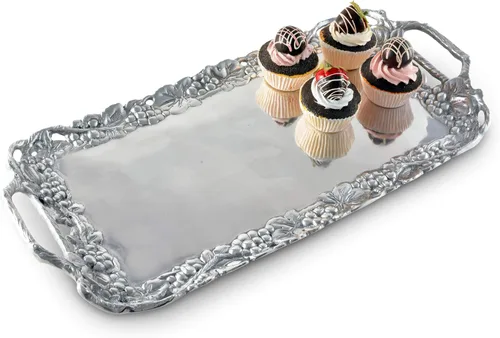 Miniatura 2 de Arthur Court Designs - Bandeja decorativa de aluminio para servir de uva de metal, 21 x 10 pulgadas