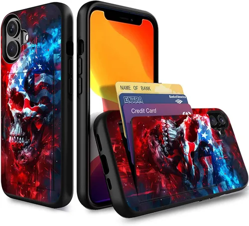 Miniatura 127 de Funda para iPhone Air, funda tipo cartera con ranura para tarjeta oculta, a prueba de golpes, TPU y PC, funda protectora de doble capa para iPhone