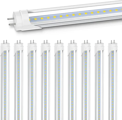 CNSUNWAY - Paquete de 10 tubos de luces LED T8 de 4 pies, 18 W, 2400 lúmenes, 6000 K, alimentación de extremo simple o doble, Plug and Play o