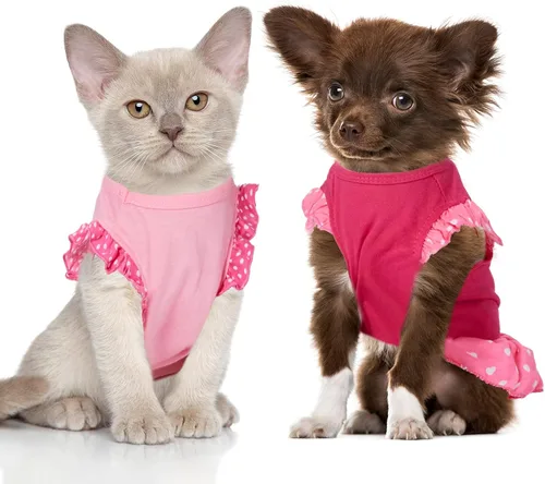 Miniatura 5 de Vestidos de perro de 2 piezas para perros, linda niña, vestido de mascota, vestido de mamá, cachorro, camisa, falda, vestidos para mascotas, ropa