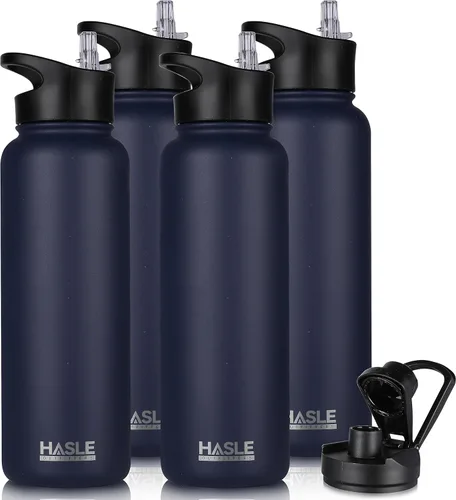 Miniatura 13 de HASLE OUTFITTERS Botella de agua aislada de 22 onzas, botella de agua de acero inoxidable de doble pared, boca ancha con tapa de popote y tapa