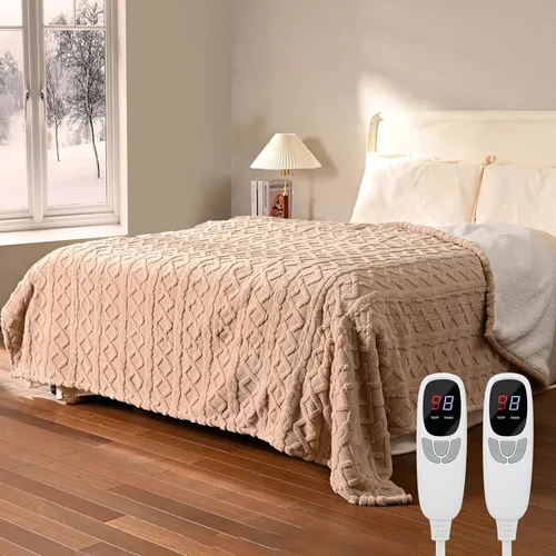 Miniatura 13 de Manta térmica de 50 x 60 pulgadas con 9 niveles de calefacción y apagado automático de 1-10 horas, manta eléctrica con certificación ETL y FCC