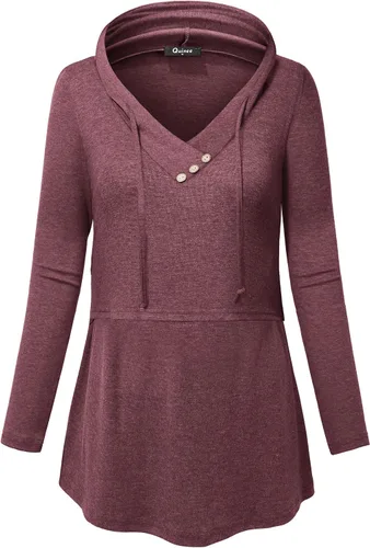 Miniatura 2 de QUINEE sudadera con capucha para mujer de manga larga a cuadros, bloque