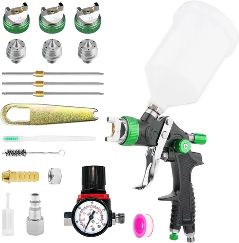 Kit de pistola pulverizadora HVLP con boquillas de 1.4/1.7/2.0mm, pistola pulverizadora de pintura profesional para coches, reparación de paredes,
