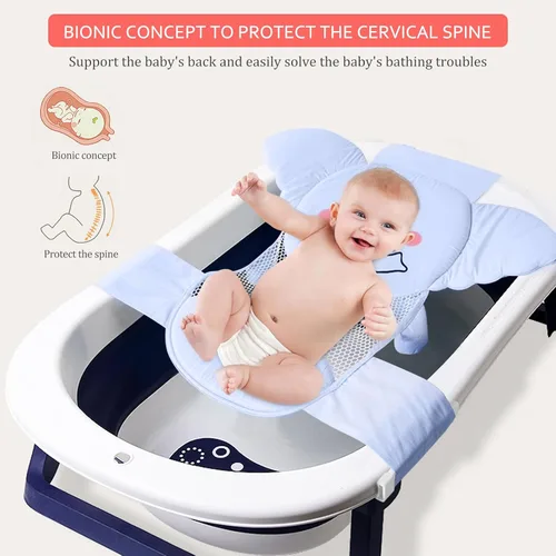 Miniatura 7 de AIR&TREE Red de Soporte para Asiento de Baño para Bebé, Secado Rápido, Ajustable, Cómoda, Antideslizante, Cabestrillo de Malla para Ducha en Bañera