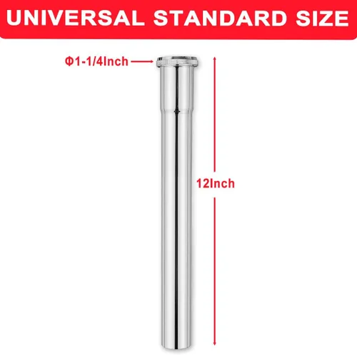 Miniatura 2 de Tubo de extensión de junta deslizante de latón de 1-1/4 de diámetro x 12 pulgadas, tubo de extensión resistente para desagüe de fregadero de baño