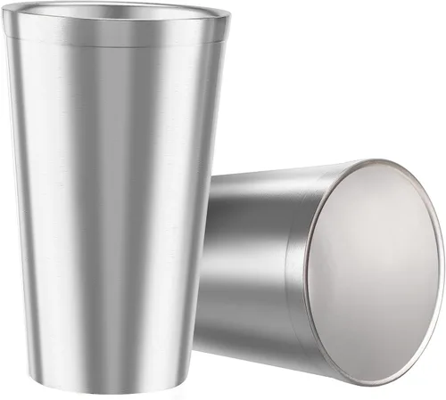 Miniatura 10 de Youda Vasos aislados de acero inoxidable de doble pared (juego de 2) apilables, taza de café/taza de té/vasos de cerveza enfriadores, ideales