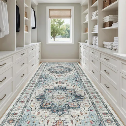 Miniatura 395 de Madane Tapete lavable de 2 x 10 pies para pasillo, cocina, recibidor, clásico, suave, antideslizante para interiores, casa de campo, baño, sala