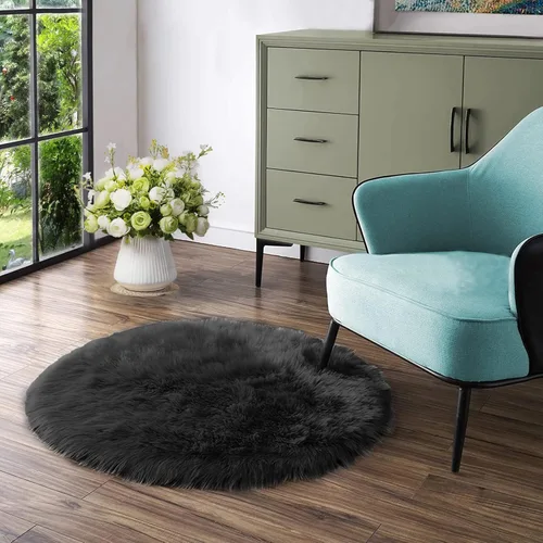 Miniatura 45 de Latepis - Tapete rectangular de piel sintética tipo lana de oveja suave, esponjosa y lavable para sala de estar, dormitorio, sala de juegos o Blanco