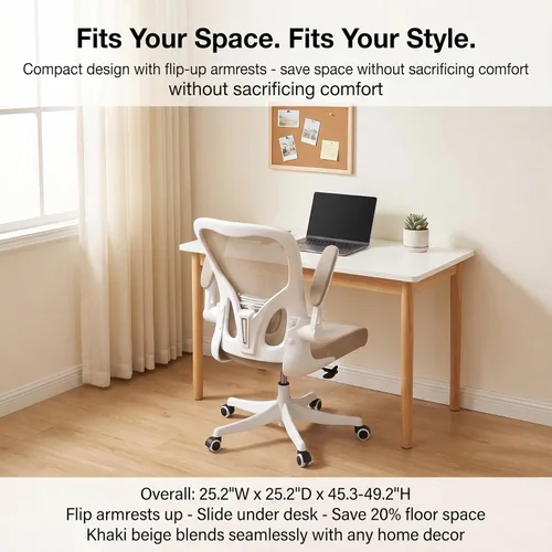 Miniatura 6 de Silla ergonómica de escritorio de oficina, inclinación de 90° a 125°, silla de escritorio para el hogar con ruedas giratorias y silenciosas de 360°