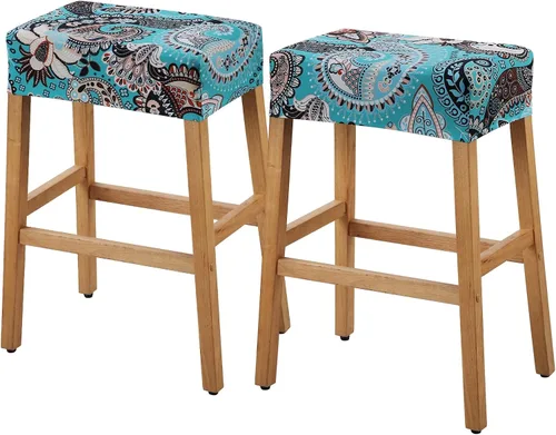 Miniatura 24 de YISUN Fundas de taburete rectangulares, paquete de 2 fundas elásticas impermeables para asiento de silla de montar, taburetes de bar, sillas de bar
