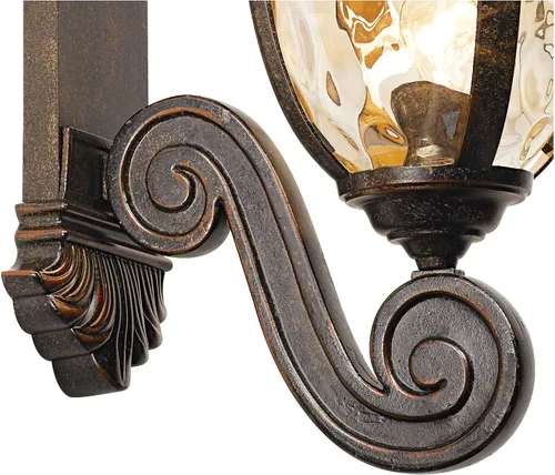 Miniatura 4 de John Timberland Bellagio - Lámpara de pared europea para exteriores rollo de bronce de 24 pulgadas decoración de vidrio martillado champán