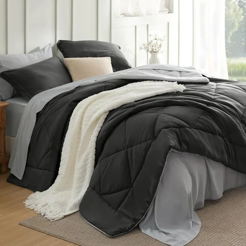 Miniatura 34 de Bedsure Juego de edredón tamaño King – Ropa de cama reversible de 7 piezas verde bosque, juego de cama tamaño King para todas las estaciones, cama
