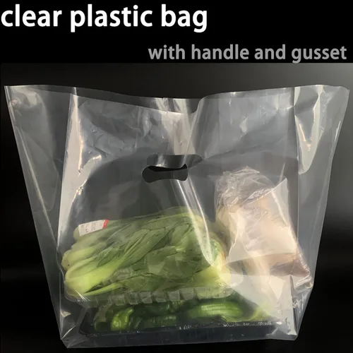 Miniatura 5 de Krodtige 100 bolsas de plástico transparentes de 8 x 12 pulgadas con asas troqueladas y refuerzo, asas troqueladas de 2 mil de grosor, perfectas