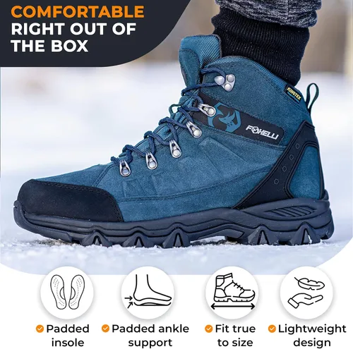 Miniatura 2 de Foxelli Botas de senderismo para hombre, botas de senderismo impermeables de gamuza para hombre, transpirables, cómodas y ligeras