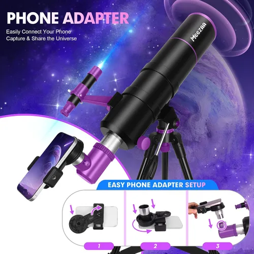 Miniatura 6 de MEEZAA Telescopio, Telescopio para Adultos de Alta Potencia, Apertura de 90mm 550mm Telescopios Refractores Profesionales Portátiles para Niños