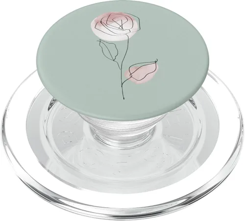 Miniatura 8 de Minimalistic Line Art Sage Green Pastel Boho Roses Flower PopSockets Swappable PopGrip