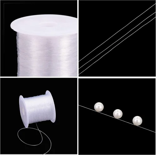 Miniatura 6 de Pandahall - 1 rollo de alambre transparente de hilo de nylon para pesca, color blanco.