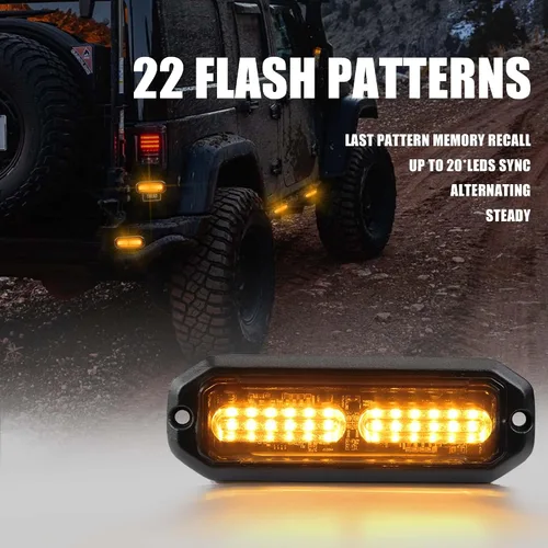 Miniatura 4 de WINECO Luces estroboscópicas LED ámbar para camiones, 8 piezas, 12 luces LED estroboscópicas intermitentes de montaje en superficie, kit de luces