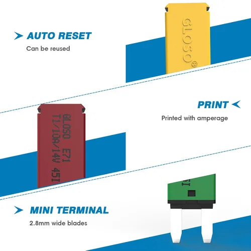 Miniatura 4 de GLOSO Mini disyuntor ATM E71 0.110 in Disyuntores automáticos de 20 amperios de reinicio automático (T1) - 1 paquete (20A)