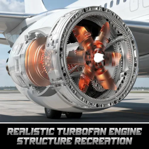 Miniatura 2 de Juegos de bloques de construcción de motor turborreactor, kit de modelo de motor a reacción motorizado con motor, mini kits de motor de avión que
