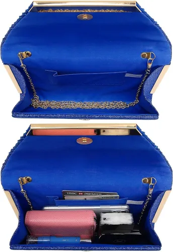 Miniatura 5 de Dasein Bolsas de mano de noche con purpurina para mujer, monederos formales para fiesta, boda, cadena, cóctel, baile de graduación