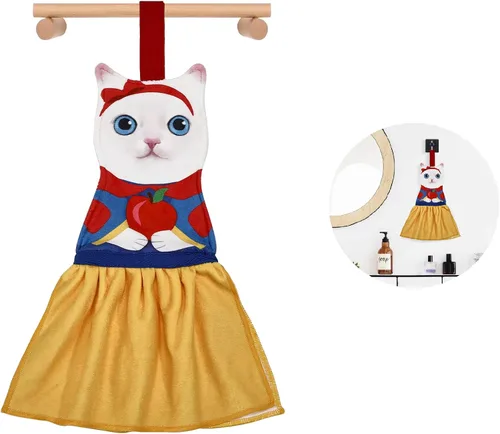 Miniatura 32 de Divertidas toallas de mano – Lindas toallas colgantes y toallas de cara para decoración de gatos, súper absorbentes, suaves, inauguración