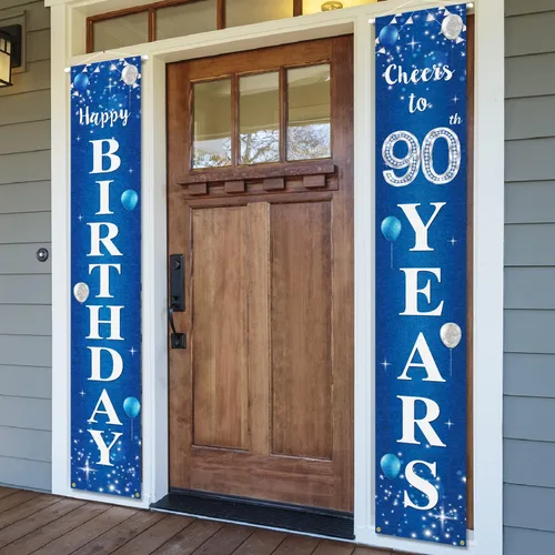 Miniatura 16 de Cartel de feliz cumpleaños número 10 para puerta – Suministros de decoración de fiesta de cumpleaños de "Saludos a 10 años" para hombres y mujeres
