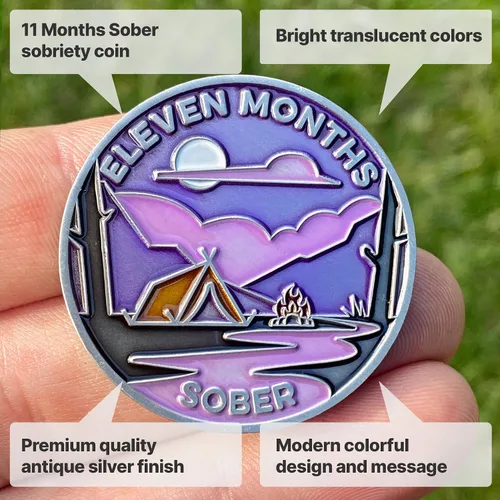 Miniatura 5 de Ficha sobria de 11 meses Chip sobrio de once meses Regalo no AA, medallones no religiosos para hombres y mujeres que celebran la sobriedad