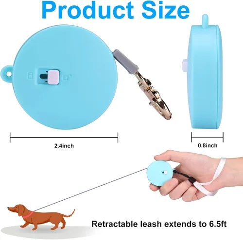 Miniatura 2 de Correa retráctil para perros pequeños y gatos de hasta 11 libras con cinta de nailon fuerte antitirones de 6.5 pies, manos libres, mini correa Azul