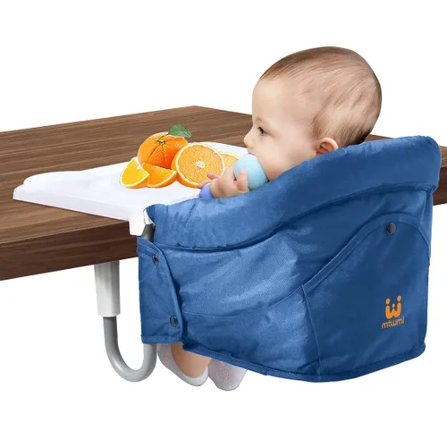 Miniatura 10 de MTWML Silla alta de gancho con bandeja, silla alta portátil para bebé que se fija a la mesa, silla alta de mesa rápida con clip para bebés y niños