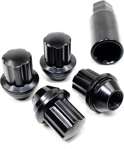 Juego de 4 tuercas de rueda Veritek 14x1.5mm 38mm de longitud con llave hexagonal de 21mm y 22mm, negras, grandes, con asiento cónico en forma de