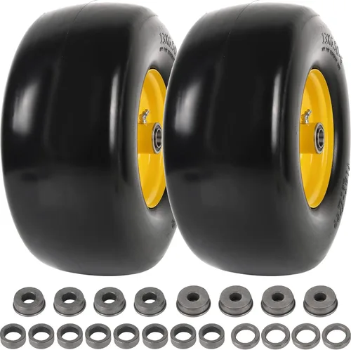 Miniatura 7 de Paquete de 4 neumáticos para cortacésped de 9 x 3.50-4 pulgadas con buje centrado de 3.5 pulgadas, bujes de 3/4 pulgadas y conjuntos de ruedas